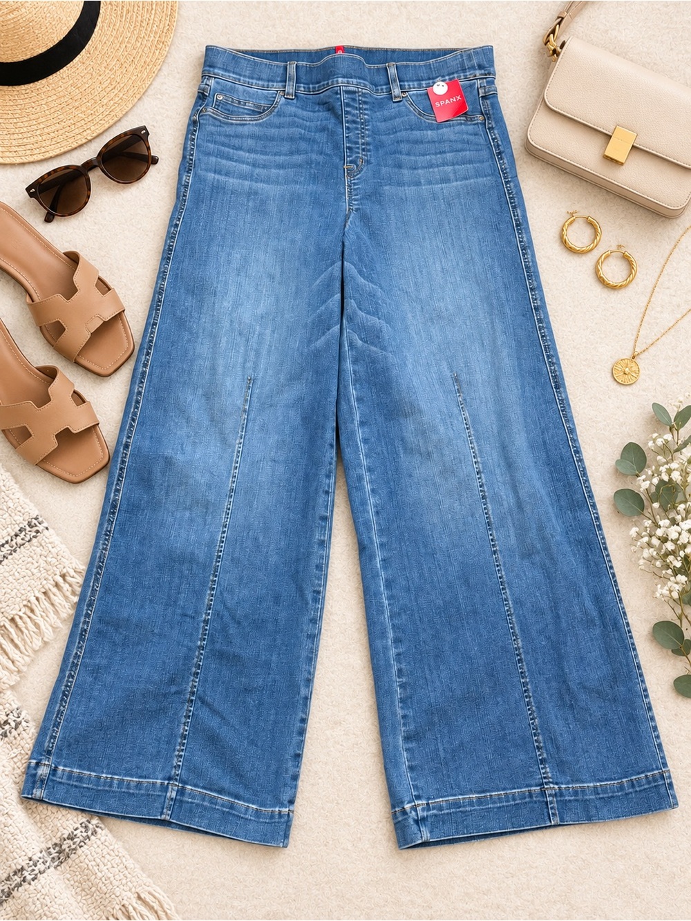 NWT SPANXshape EveryWear Seamed-Front Wide Leg Jeans Vintage Indigo XL Petite